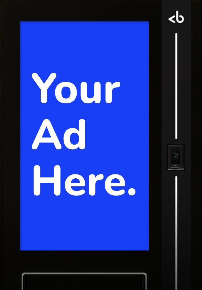 Full-screen 10-second advert on the machine